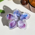 Detailed macro view of a floral grip-tok featuring purple marble acrylic and glitter accents - Blue Purple (M-04)