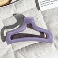 Close-up of lavender purple resin hair claw clip with shimmering pearlescent glitter - Purple Grey