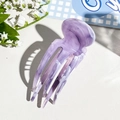 Detail shot of purple marble patterned acetate jellyfish hair clip with multi-tooth structure - Light Purple