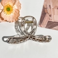 Minimalist transparent twisted hair claw clip with golden metal spring for women - 10cm Cross Style / Transparent Tea