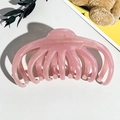 Détail de grande pince à cheveux rose translucide avec paillettes dorées et décor de feuilles - PC / Rose Vif (Pastèque Brillante)