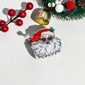 Close-up of Santa Claus hair claw clip with pink sunglasses and pearl finish texture - Plastic / Christmas Acrylic Santa With Glasses