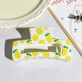 8.5cm checkerboard hair claw clip with vibrant yellow lemon patterns in candy colors - Whole Lemon Pattern Style (146-3)