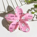 Pink plumeria hair claw clip with love print and heart patterns for hair styling - Pink Grid Letter (141-5)
