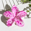 Pink heart-patterned plumeria hair claw clip with smooth finish and white teeth - Pink Heart Texture (141-10)