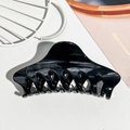 Grande molletta per capelli in silicone nero lucido con denti ad incastro resistenti - Nero Solido UV