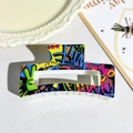 8.5cm colorful graffiti checkerboard hair claw clip with urban street art patterns - Fashion Trend Graffiti Style (149-7)