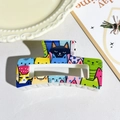 Checkerboard claw clip with colorful cartoon cat patterns in a square frame design - Multicolor Cat Illustration Style (150-1)