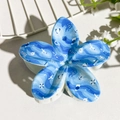 Blue ocean style frangipani hair claw clip with anchors and sea shell prints - Blue White Ocean Print (144-1)