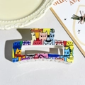 8.5cm checkered hair claw clip with colorful cute cartoon cat pattern for women - Cute Cat Illustration Style (150-4)