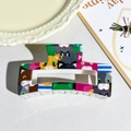 8.5cm checkerboard hair claw clip featuring colorful cartoon cat pattern illustration - Resin Cat Pattern Style (150-5)