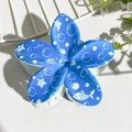 Blue plumeria hair claw clip with ocean motifs and durable white resin teeth - Blue Summer Ocean (144-3)