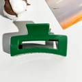 Detail of 8.5cm dark green rectangular hair claw clip with glossy finish on leather - Dark Green