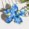 Blue plumeria hair claw clip with nautical sea life print and white teeth for styling - Blue Jellyfish Bubbles (144-8)
