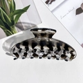 Detailed view of a leopard print hair claw clip with a glossy finish and multi-tooth design - Square Shape / PS / Shiny Gray Leopard