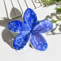 Navy blue frangipani hair claw clip with white sea creature prints for beach style - Dark Blue Ocean Creatures (144-9)