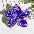 Frangipani hair claw clip in purple with oceanic fish and shell pattern prints - Dark Purple Ocean Elements (144-10)