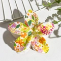 Frangipani hair claw clip with colorful floral UV print pattern for hair styling - White Colorful Floral (148-1)