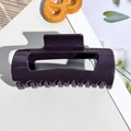 Detail of dark purple soft silicone hair claw clip showing smooth finish and open design - 10.5cm Dark Purple