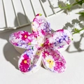 Floral print hair claw clip featuring pink and purple frangipani design with glossy finish - Rose Purple Yellow Floral (148-3)