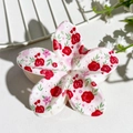 Pink plumeria hair claw clip with red rose pattern for elegant hair styling - Light Pink Rose Floral (148-4)