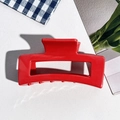 Detailed view of the 8.5cm red soft silicone square hair claw clip for elegant hairstyles - 8.5cm Rose Red