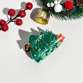 Christmas tree hair claw clip in green marble texture with festive star and colorful dots - Plastic / Christmas Acrylic Christmas Tree