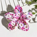 Pink and purple floral print plumeria hair claw clip with glossy acrylic finish - Dense Colorful Floral (148-8)