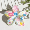 Floral print plumeria hair claw clip with colorful vintage flower patterns - Pastoral Colorful Floral (148-11)