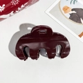 Macro detail of glossy dark red hair claw clip on elegant textured surface - 9cm Handbag Style Wine Red Glossy