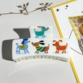 Pince à cheveux rectangulaire blanche en acrylique avec motifs de chiens colorés - Style 8 Carré Plein Imprimé 8,5cm