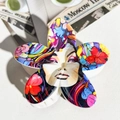 Pinza per capelli a fiore con stampa viso pop art e vivaci motivi floreali - ABS / Stampa Pop Art-ABS Beige 138-3