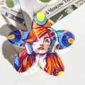 Pinza per capelli a fiore Pop Art con illustrazione di donna rossa su base bianca - ABS / Ragazza di Cartoni Animati con Cuffie-ABS Beige 138-4