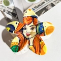 Floral claw clip with custom woman portrait illustration on white resin petals - ABS / Fashion Woman Illustration-ABS Beige 138-5