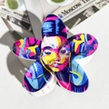 Pop art style flower hair claw with colorful portrait print and strong grip - ABS / Pop Portrait Mix-ABS Beige 138-6