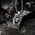 Gothic grim reaper skull dog tag pendant in stainless steel with square box chain - Pendant Only (No Chain) / Steel
