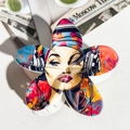 Custom UV printed flower hair claw clip featuring a colorful pop art woman with headphones - ABS / Graffiti Character-ABS Beige 138-7