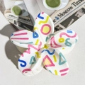 Floral hair claw clip with colorful geometric patterns and glossy white finish - ABS / Geometric Art Wave-ABS Beige 140-2