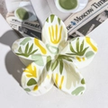 Floral shark hair clip in matte creamy white with tropical leaf pattern for women - ABS / Fresh Green Leaf Block-ABS Beige 140-3