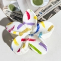 Ivory flower hair claw with artistic multicolored brushstrokes and gold glitter finish - ABS / Color Art Brush Strokes-ABS Beige 140-4
