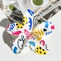 Artistic flower hair claw with colorful abstract prints and stylish resin design - ABS / Illustration Art Lines-ABS Beige 140-7