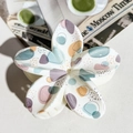 Artistic plumeria hair claw clip with colorful abstract patterns on a creamy base - ABS / Color Abstract Polka Dot-ABS Beige 140-8