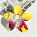 Floral hair claw clip with colorful knight cartoon illustration in bright yellow and red - ABS / Knight Cartoon Illustration-ABS Beige 143-1A