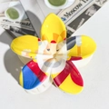 Floral hair claw clip with colorful cartoon print and secure cream resin base - ABS / Contrast Cartoon Painted-ABS Beige 143-2A