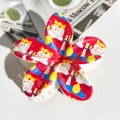 Red flower-shaped hair claw clip with royal poker pattern and durable white inner teeth - ABS / King Poker Pattern-ABS Beige 143-3