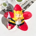 Floral hair claw clip with superhero character pattern in red and yellow finish - ABS / Q-Style Hero Illustration-ABS Beige 143-5A