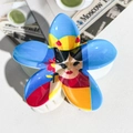 Flower claw clip with artistic portrait print on white resin and high gloss finish - ABS / Individual Character Illustration-ABS Beige 143-6A