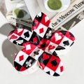 Floral claw clip featuring vintage poker patterns and a stylish red-black checkerboard design - ABS / Poker Suit Checkerboard-ABS Beige 145-1