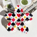 Floral hair claw clip with poker card patterns and elegant blue scroll textures - ABS / Vintage Poker Print-ABS Beige 145-5