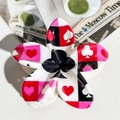 White flower hair claw clip with poker card patterns in a glossy finish for women - ABS / Black Red White Poker Contrast-ABS Beige 145-6